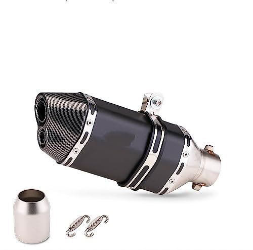 TUHBCX Motorräder Auspuffanlage Motorrad Auspuff Links Rechts Seite Flucht Doule Löcher Moto GY6 Rohr Für FZ6N Für ER6N SV650 CRF230 Z750 MT07 MT09 Z900 Z1000 Schalldämpfer(Type F1 Right)