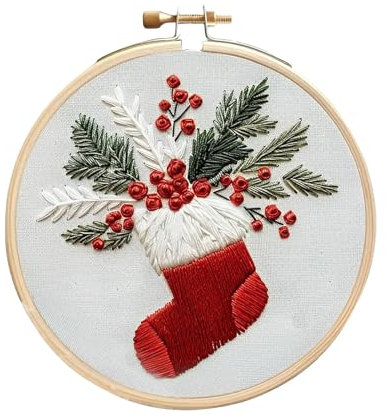 Weihnachtsstickerei Kit, Weihnachtsstrümpfe Serie Stickerei Kits, Handmade Stickerei Handwerk Für Anfänger, Weihnachts-Stickerei Dekorationen Für Erwachsene Und Kinder