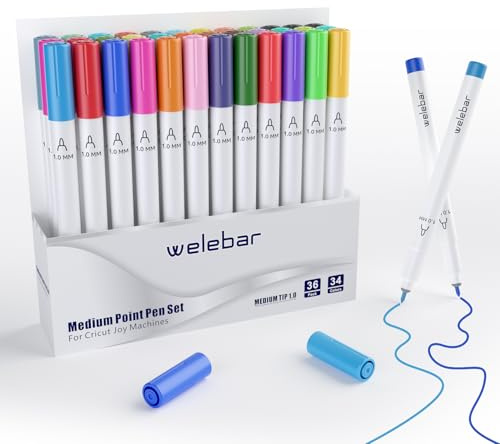 Welebar 1,0 spetspennor för Cricut Joy/Joy Xtra, set med 36 stycken, medium point pennor för ritning, skrivning och hantverk