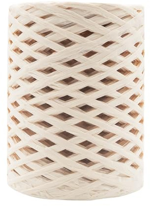 Mandala Crafts Cinta de rafia color crema para envolver regalos, 100 yardas de cinta de papel de paja de rafia natural para manualidades y decoración