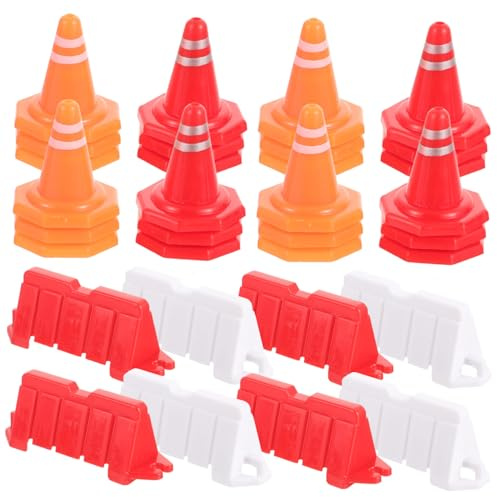 Hemobllo 40pièces Mini Panneaux Signalisation Jouets Éducatifs Cônes De Circulation Et Barrières De Route Jeu Apprentissage Routier Compact pour Garçon Fille