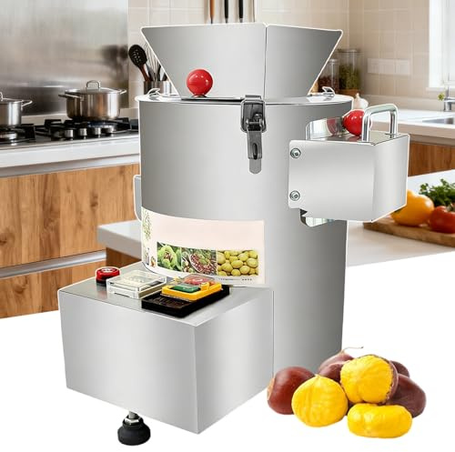 lilishangmao Peladora De Castañas Eléctrica De 200 kg/H, Desgranadora Automática con 12 Cuchillas De Acero Aleado Y Temporizador, para Hogares, Cocinas Comerciales, Fábricas De Alimentos 12VDC