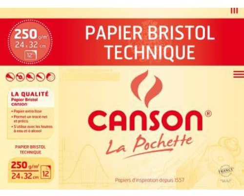 Packung mit 12 Blättern Bristol 24 x 32 250 g/m², sehr glatt, weiß – 10 Stück