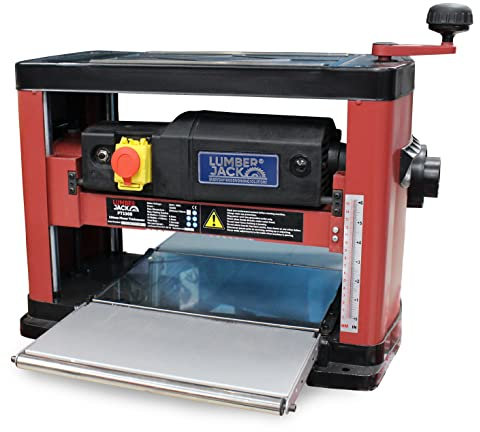 LUMBER JACK 330mm Bench Top Thicknesser Portable Woodworking Machine with Folding Tables, Easy Blade Height Adjustment and Multi Size Dust Port