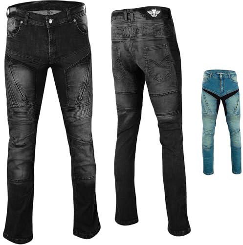 BULLDT Damen Motorradjeans Motorradhose Denim Jeans Hose mit Protektoren 28W / 31L Schwarz