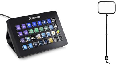 Elgato Stream Deck XL & Key Light, Professional Studio LED Panel with 2800 lumens, Colour Adjustable, App-Enabled, for PC and Mac, Metal Desk Mount