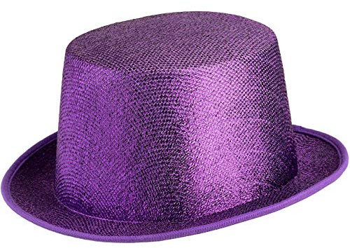 dressforfun 901029 Unisex Glitzer Zylinder Show Hut, nach oben gewölbte Krempe, stabile Form - diverse Farben - (lila | Nr. 304587)