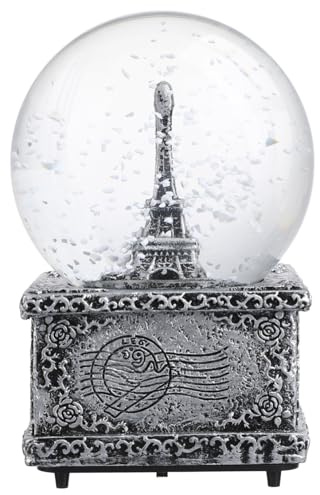 Lurrose Torre Eiffel Globo de Nieve Retro de Cristal Música con de Nieve Figura Ornamento Decoración para Boda Cumpleaños Colección de Recuerdos Color al Sin Baterías