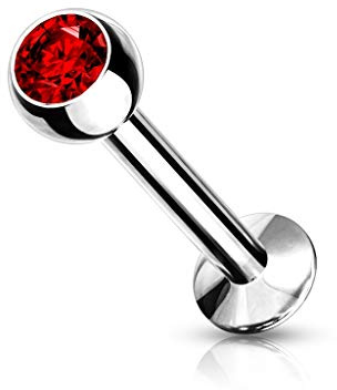beyoutifulthings Lippen-Piercing Zirkonia Piercing-s Lippe Stecker Chirurgenstahl Schraub-Verschluss Stab 4/5/6/7/8/9/10/11/12-mm lang 1/1,2-mm dick