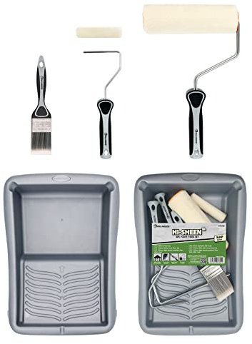 ROLLINGDOG Paint Rollers and Trays Sets-Roller Sets for Painting,Paint Brush,Small and Large Velour Roller Sleeves with Short Pile for Smooth Surface Painting(7 Inch)