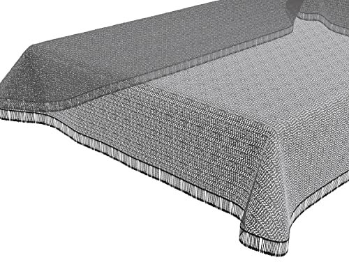 BEAUTEX Moa Weichschaum Tischdecke mit Fransen, Garten, Balkon, Terrasse, Camping - Oval 140x180 cm, Anthrazit