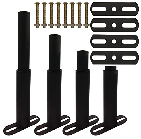 4er Set Möbelfüße Höhenverstellbar, 180-330mm Verstellbar Füße für Möbel | Höhenverstellbar von 18 bis 33 cm, aus kaltgewalztem Stahl und Kunststoff, inklusive Schrauben, Muttern und Montageplatte