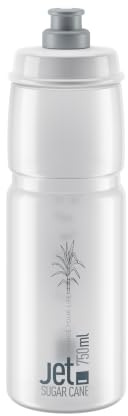 ELITE Jet Green Transparente con logo gris 750 ml – Botella de agua para ciclismo – Ecológica sin BPA Biodegradable – Para carretera MTB Grave