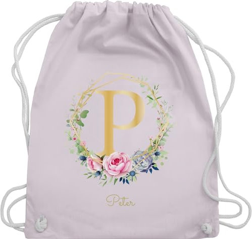 Turnbeutel Rucksack - Initialen - Anfangsbuchstabe Geschenkidee I Individuelles Geschenk mit Namen personalisiert Buchstaben bedrucken I Custom Gift selbst gestalten - Unisize - Pastell Rosa