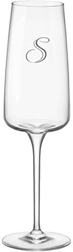 Sektglas mit Initial Gravur 1 Stück | 240ml Nexo Sektglas | Spülmaschinenfest | Champagnerglas Flöte & Individueller Buchstabe Name Initial