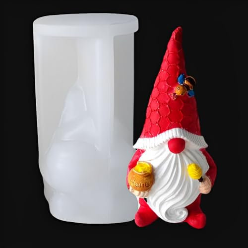 HyzaPhix Gnome Silicone Moulds Dwarf Casting Mould Cute Candle Mould Faceless Gnomes Epoxy Mould for DIY Bumble Bee Honey Bee Gnomes Spring Welcome Sign