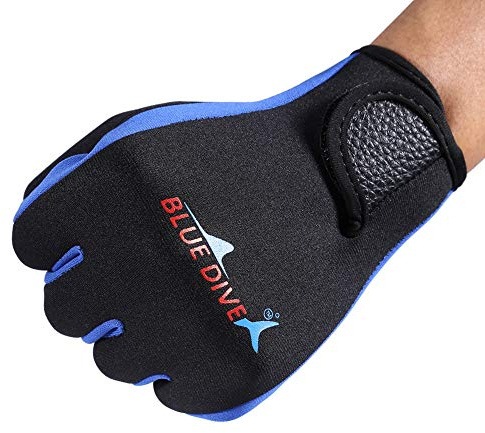 KIMISS 1Pair Set Plongée Néoprène, Surf Natation Chasse sous-Marine Gants De Plongée en Néoprène, Plongée en Apnée Enfants Gants De Sport Nautique Noir Jaune S (Noir Bleu)