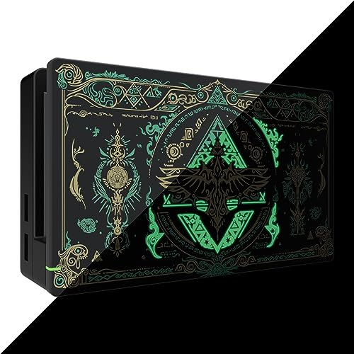 eXtremeRate Custom Case Cover für Nintendo Switch Dock, DIY-Ersatzteile Front Hülle Abdeckung Zubehör für Nintendo Switch Charging Dock Station-Totem of Kingdom Schwarz
