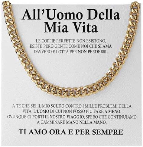 Bramart Collana Uomo Marito Fidanzato Ragazzo sei speciale Ti amo tanto - Idee Regali per lui per Natale anniversario - Cofanetto con DEDICA incluso (Oro - Uomo 2, Acciaio Inox Lucidato)