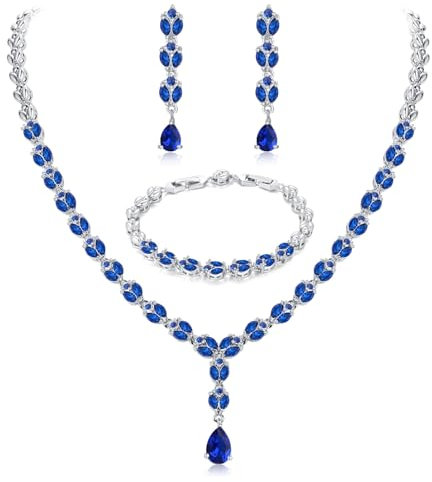 Toplstud Silber Schmuckset Damen, Hochzeit Silber Halskette Ohrringe Armbänder Schmuckset mit Zirkonia, Hypoallergene Silber Brautschmuck set Geschenke für Braut Frauen