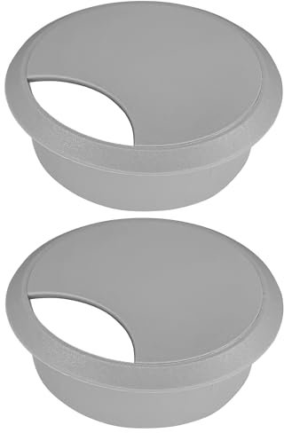 cyclingcolors 2x Passacavo plastica 70mm scrivania tondo guida per cavi elettrico (grigio)