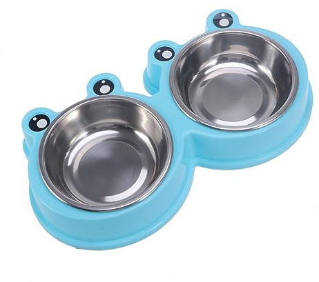YARNOW Dualer Rutschfester Hundenapf Doppel-Feeder Für Wasser Und Futter Platzsparendes Design Blau Für Haustiere Leicht Zu Reinigen Für Täglichen Gebrauch Geeignet