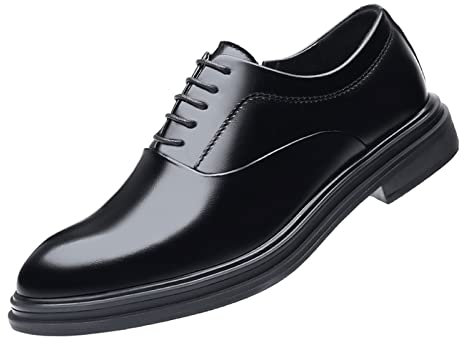 FGUUTYM Klein Herren Schuhe Sommer Low Heel Spitzschuh Lace Up Solid Color Casual Business British Zehenring Herren Schuhe (Black, 44)