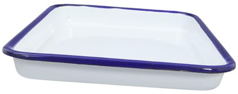 ULTECHNOVO Plateau Émaillé Rectangulaire Blanc 18x26 Cm En Porcelaine Solide Surface Lisse Résistante Aux Rayures Usage Polyvalent Laboratoire Cuisine Service Plat De Table