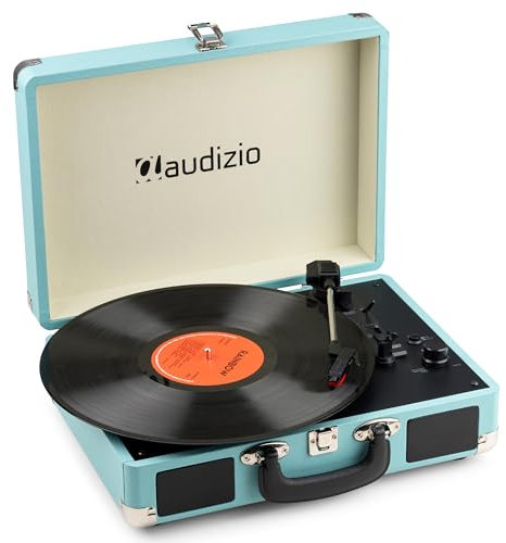 Audizio RP116B Plattenspieler mit Lautsprecher - Vinyl Player 3-Gang Antrieb, Plattenspieler Bluetooth 5.0, Schallplattenspieler mit Riemenantrieb 33/45/78, Auto-Stop, Digitalisieren mit USB, AUX