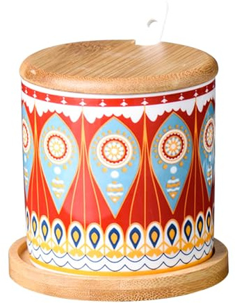 Dowbom Sucrier avec couvercle et cuillère, pot de rangement de 250 ml, pot à sucre, pot à sucre, pot à sucre (rouge-B)