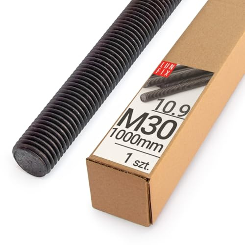 Lun Fix Tige filetée | M30 x 1000 mm | Acier haute résistance 10.9 | DIN 976 | Filetage métrique | Goujon fileté M30 | Vis longue | Fixation industrielle | Montage métal
