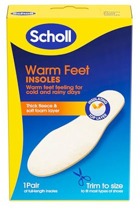 Scholl Warm Feet Insoles - Thick Insulating Fleece Layer for Warm Feet - Ideal for Cold and Rainy Days, Perfect for Boots & Wellies, Trim to Fit Shoe Insoles, UK Size 3-11, 1 Pair