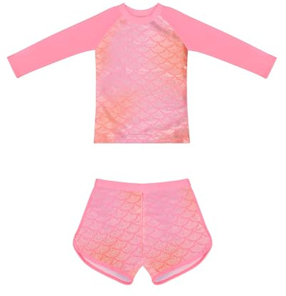 POWER FLOWER Maillots de Bain à Manches Longues Sets Rashguard Maillot de Bain Protection Solaire Vêtements de Plage pour Filles de 2 à 12 Ans