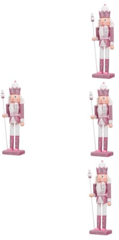 Cabilock 4 Piezas Títeres De Cascanueces Rey Cascanueces Adorno Navideño Soldados De Navidad Decoración Navideña De Oro Rosa Madera