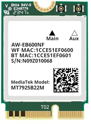 Bamberg MT7925 Carte Réseau WiFi 7 5400 Mbps Bluetooth 5.3 Tri-Bande 2,4 G 5 GHz 6 GHz Adaptateur Réseau sans pour PC 10/11
