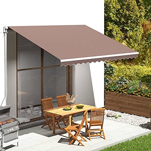 Retractable Awning Fabric Replacement for Outdoor Balcony Sun Shade Awning with Extendable Arms Brown 5x3.5m Outdoor Drop Arm Awning for House Furniture.
