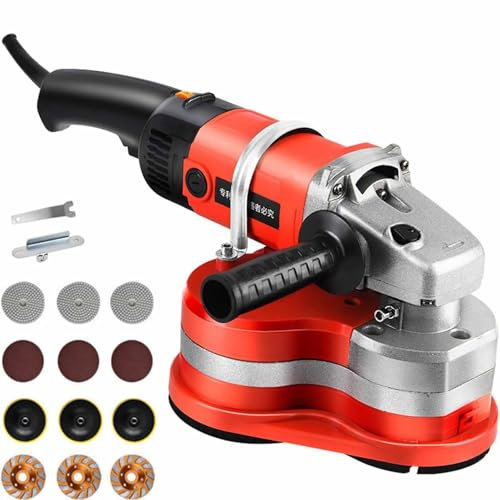 Levigatrice Portatile a Tre Teste Senza Polvere per Stucco per Ristrutturazione Di Pavimenti in Calcestruzzo,Lucidatrice 2800 0-2800 Giri/Min Con 3 Ruote Diamantate 4'' E Tampone Lucidante