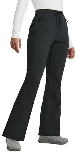 baleaf Womens Fleece Lined Ski Trousers Thermal Water Resistant Softshell Flared Pants Ladies Walking Hiking Trouser with Zipper Pockets Black M