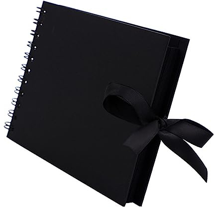 Gatuida Álbum de Fotos DIY con Lazo para Scrapbook Manualidades Personalizables para Bodas y Graduaciones Páginas Negras para Pegado