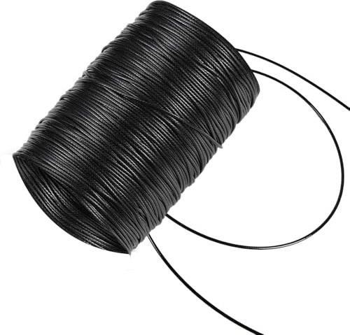10m*1mm Black Waxed Cord for Jewellery Making Supplies,Waxed Thread for Necklace Bracelet DIY Cord,Durable Cotton String for Craft Making