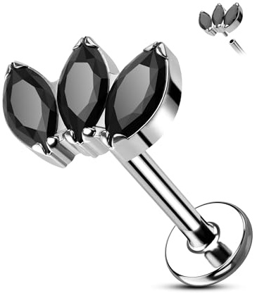 Agrewd Helix Stecker Ohrring G23 Titan Tragus Piercing Schmuck 16G Forward Helix Knorpel Ohrringe Stecker Conch Labret Lippenpiercing Flacher Rücken Medusa Piercing 8mm für Frauen