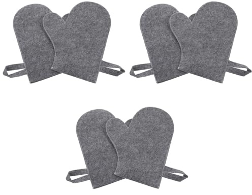 Beavorty 6pcs Soft Felt Sauna Heat-resistant Gloves Wash Cloth Gloves for Showering for Home Saunas Bath Spa Accessories Easy to Dry