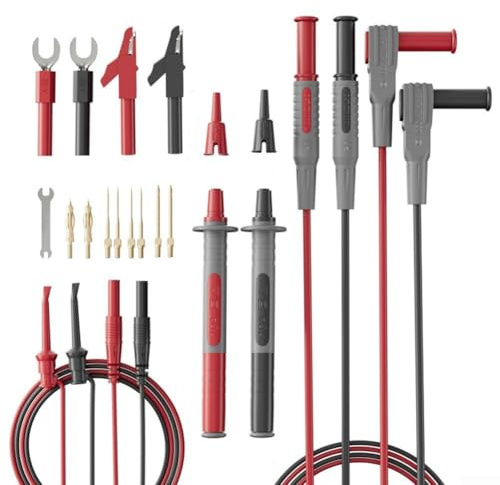 Eawfgtuw For 23-Piece Multimeter and Probe Kit with Interchangeable Probes, For Clips and Mini Hook Pliers for Automotive Electrical Testing, Power