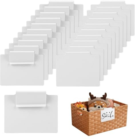 APACALI 20 Stück Etikettenhalter Clip, Weiß Korb Etiketten Clip aus Kunststoff, Label Halter für Lagerung Korb, Clips Kreidetafel, Regal Clips Etiketten, Clip Etikettenhalter für Speisekammer Küche