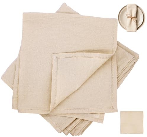 ZHIYUQL® 6 Stück Leinenservietten Stoffservietten Leinen Servietten Beige Stoffservietten Baumwolle 40×40CM Servietten Musselin, Baumwollservietten für Familienfeiern, Abendessen und Partys