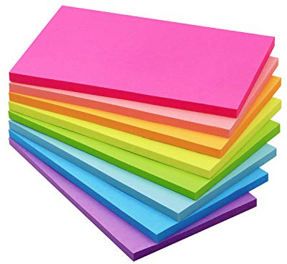 Winner Aura Sticky Notes 3x5 inch Bright Colors Self-Stick Pads 8 Packs 400 Sheets