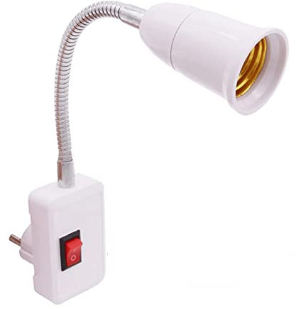 CABLEPELADO Adaptador de Enchufe E27 Europeo con interruptor Blanco (Modelo 2)