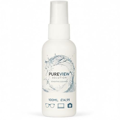 PureView Solution 100ml Bottle Glass Spectacle Multi Cleaner/Anti Fog/Allergy-Friendly/Antistatic/Fat-Dissolving/Biological Basis Spray Sensitive Cleaner 0% Alcohol Organic Basis