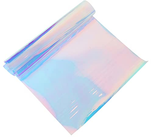 EXCEART Transparenter Regenbogenstoff PVC Folie Irisierendes Selbstgemacht Bastelmaterial Hautfreundliches PVC Gewebe für Taschen Kleidung 50x95cm