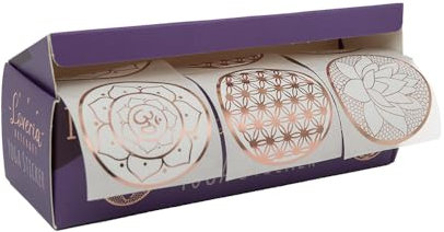 Loveria Yoga Sticker - 150 Aufkleber, je Motiv 50 Stück | Blume des Lebens Aufkleber, Spirituell Symbole, Lebensblume, Lotusblume, Sticker OM | ca. 4,5cm groß